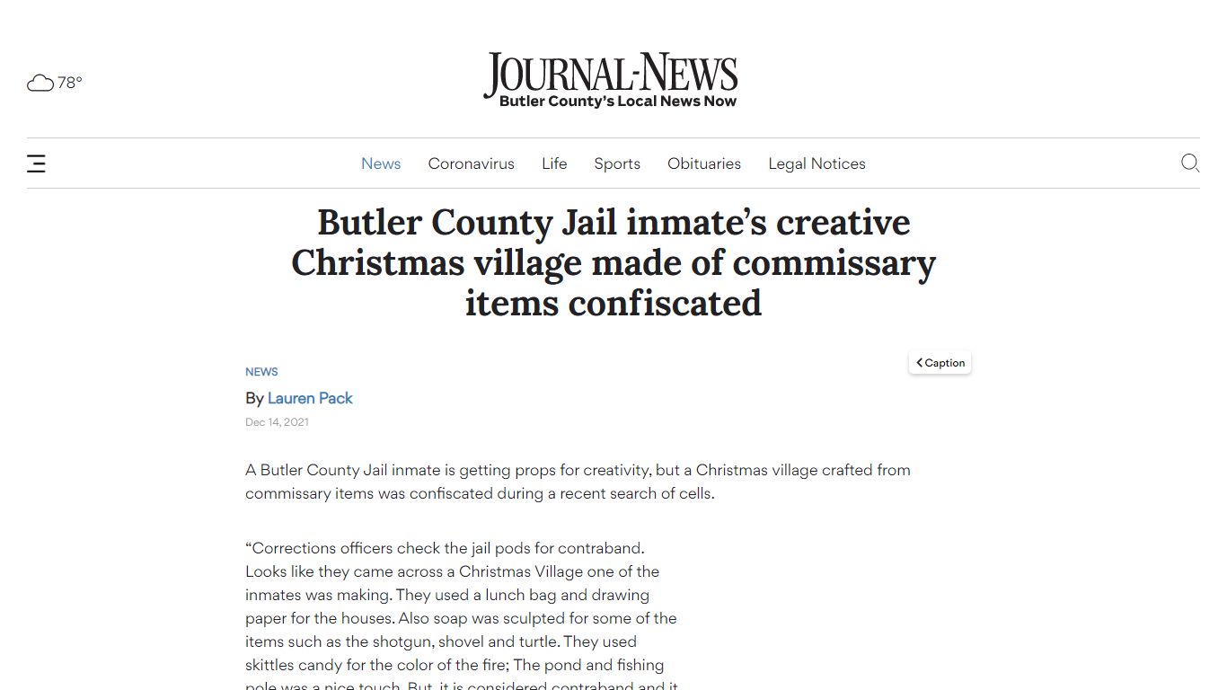 Butler County Jail inmate’s creative Christmas village ...
